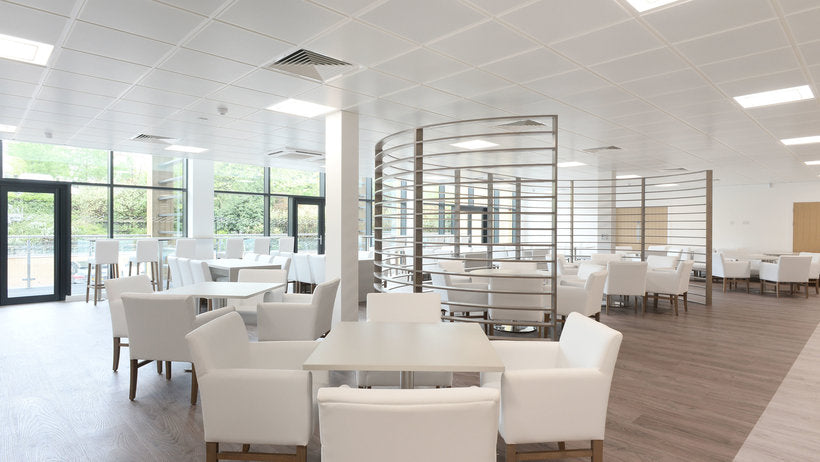 Knauf metal ceiling tiles in an office environment