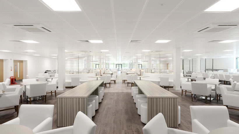 Knauf metal ceiling tiles in an office environment