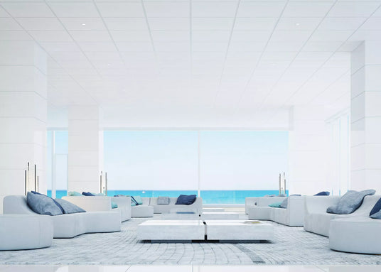 Zentia Aruba Ceiling Tiles in a Hotel environment