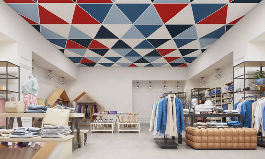 Zentia Aruba triangle ceiling tiles in shop environment