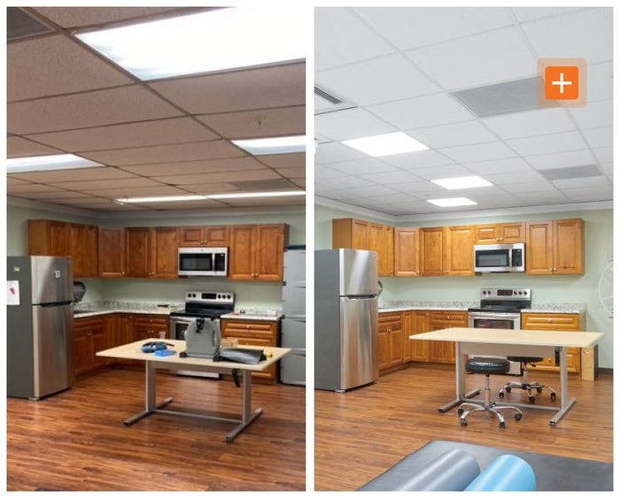 Fissured Ceiling tiles before and after