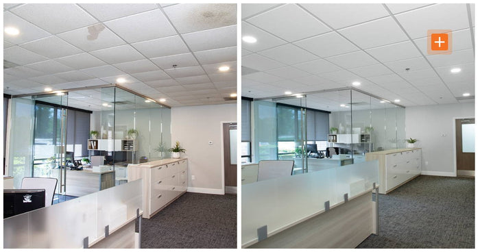 Zentia Ultima Ceiling tiles before and after