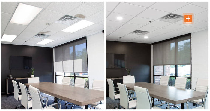 Zentia Ultima Ceiling tiles before and after